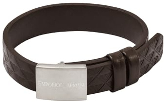 Emporio Armani mäns silver läderarmband, EGS3135040, en storlek, läder, ingen ädelsten, One Size, Läder, Ingen ädelsten