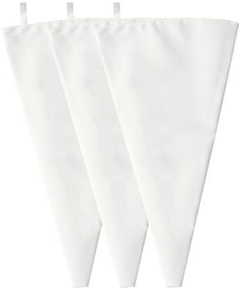 Klmnop 3 Pack Reusable Piping Bags, 18 Inch Cloth Pastry Bags Cake Decorating Bags Icing Piping Bag Hangable Frosting Piping Bags(White)