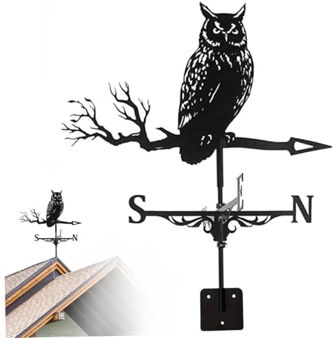 Weather Vane, Metal Weather Vanes Roof Mount, Owl Weathervanes, Weather Vane for the Garden, Yard, Sheds, Yard, Patio Decor Weather Vanes for Yard Weathervanes Wind Vane Weather Vane for the Garden