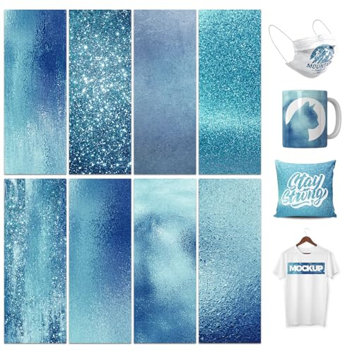 LUCKIGUCK Infusible Lot de 8 feuilles d'encre de transfert à paillettes, papier de sublimation coloré pré-imprimé, 30,5 x 30,5 cm, fer sur t-shirt et tasse