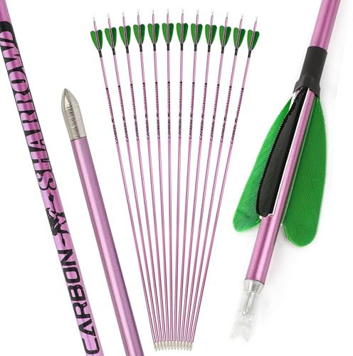 surwolf 32 Pure Carbon Arrows ID 4.2mm Bågskytte Jaktpilar 400~1000 Spine Target Arrows för Compound & Recurve bow 12st (grön, 400)