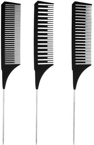 HJZHII Peigne à mèches en 3 tailles - Peigne à cheveux pour salon de coiffure - Kit de poudre de décoloration - Peigne de coloration professionnel (noir)