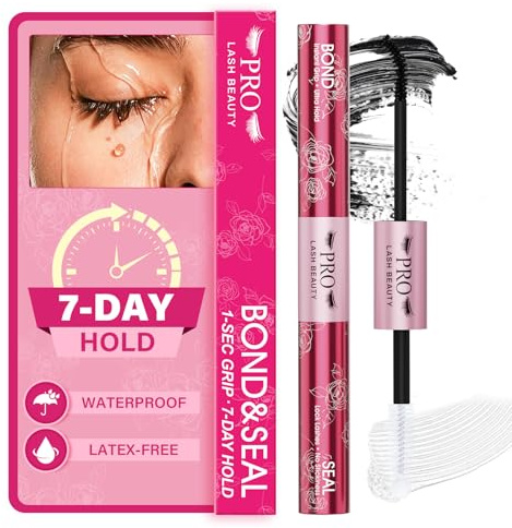 PROLASHBEAUTY Strong Hold Lash Glue Bond and Seal Black for Lashes | 5ml+5ml Newly Upgraded Bond and Seal Waterproof,Long Lasting,Smudge-Proof Eyelash Glue Quick Dry Latex-Free & Gentle Formula