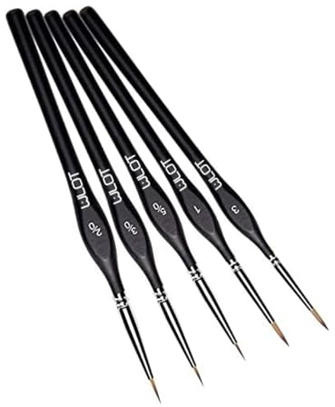 Detail Paint Brush Set 5pcs Miniature Brushes for Fine Detailing & Art Painting - Acrylic, Watercolor, Oil - Miniatures Models, Airplane Kits, Nail.(golden maple series）