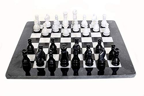 Schachbrett in Maya und weißem Marmor mit Schach 40x40