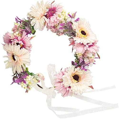 dressforfun 302791 Blumen Stirnband Haarband Blumenkranz, größenverstellbar, für Hochzeit oder Trachten Party