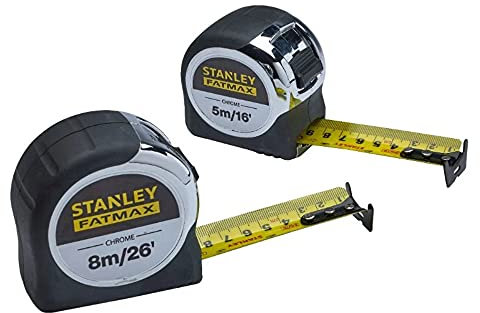 Stanley FatMax Tape Measures 8m 26ft and 5m 16ft STA533891 STA533886 XMS19CTTWIN