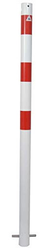 Absperrpfosten, ortsfest, zum Einbetonieren, aus Stahlrohr Ø 60 mm, verzinkt und beschichtet, Gesamtlänge 1300 mm