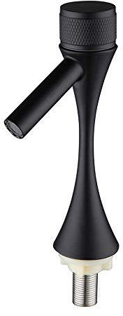 Robinet Salle Robinet Lavabo, Robinet d'eau froide unique en acier inoxydable de forme créative 304, Mitigeur Lavabo Mousseur Robinetterie Salle de Bains pour Lave Main WC ou Garage,Sous-Sol,Noir