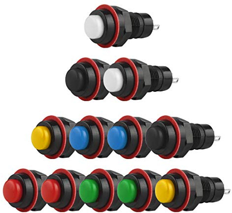 Larcele 10mm Interruttori a pulsante DIY Autobloccante Interruttore 12 pezzi ANKG-09(Mescolare Colore)
