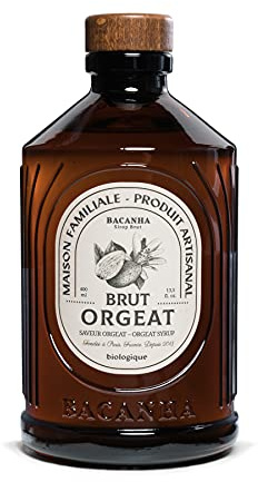 BACANHA - Sirop Bio et Brut - Sirop de D'Orgeat - Pour Cocktail, Eau, Apéritif, Limonade et Café - 400 mL