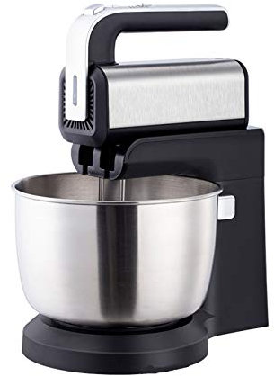 JHNEA Batidora Amasadora con Movimiento Orbital y Bol de 3.5L Repostería 300 W con 5 Velocidades y Función Turbo 2 Varillas para Batir y Amasar Panadería,Black