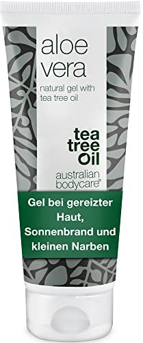 Australian Bodycare Aloe Vera Gel 100 ml | Lozione Doposole all’Aloe Vera | Aloe Vera e Tea Tree oil naturali | Rinfresca e idrata, per pelle con prurito e irritata, scottature e graffi | 100% vegano