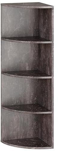 RICOO Hörnhylla hängande 110 x 33 x 33 grå betongutseende spånskiva av trä, hängande hylla WM058-BG, hylla vägg, bokhylla hörn vägghylla hörn kökshylla väggbräda hörnvägghylla svävande hylla
