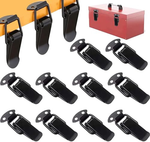WTpin Pack of 10 Lever Lock Toggle Clamp, Tension Clasp Stainless Steel Hasp for Case Box Toolbox Drawer Cabinet Black