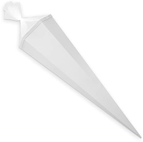 Bastelschultüte 85 cm eckig Schultütenrohling mit Tüllverschluss (Weiß)