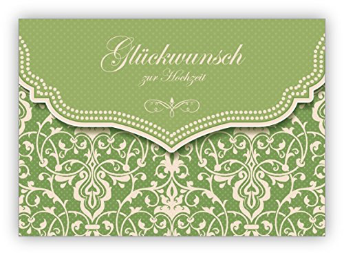 10 Stück Frühlings Hochzeitskarte mit Vintage Damast Muster in edlem grün: Glückwunsch zur Hochzeit - auch für Firmen Kunden und Geschäftspartner • Glückwunschkarte für Standesamt, Trauung