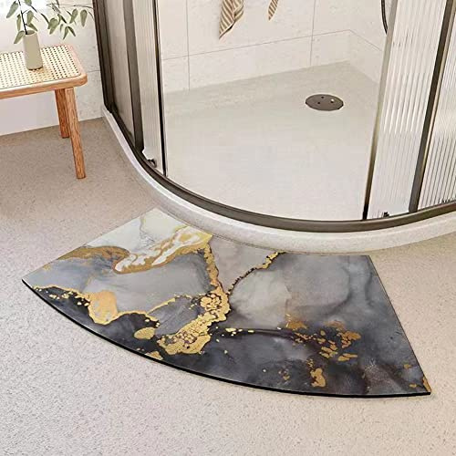 Curved Bathroom Floor Mat,Quadrant Shower Cubicle Barrier Mat,Fan Shaped Bath Rug,Non Slip Carpet Foot Pad,Sector Corner Shower Mat Doormat
