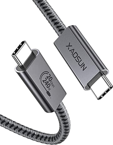 XAOSUN 240W USB C auf USB C Kabel 2M, USB 3.2 Gen2×2 Typ C Ladekabel, 20 Gbps Datenübertragung, PD3.1 48V/5A Schnellladekabel, 4K@60Hz Videoübertragung für Laptop, Mobiltelefon USB-C-Geräte