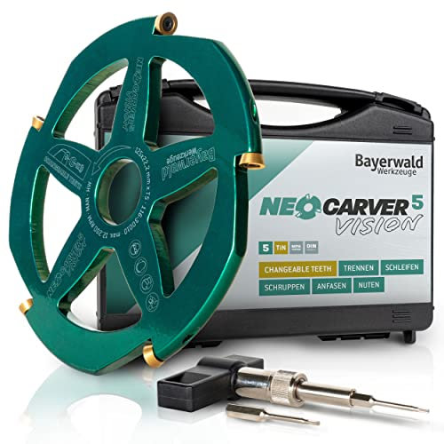 Bayerwald NeoCarver 5 Vision - Hartmetall Frässcheibe für Holz - Holzschnitzfräser passend für Winkelschleifer - Ø 125mm x 22,2 mm / 5 Zähne