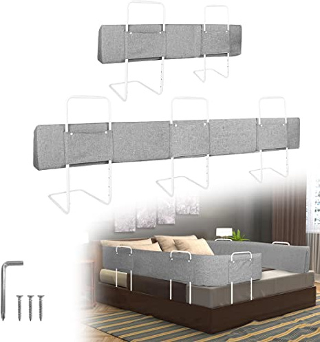 TRMLBE Griglia di protezione flessibile per letto, 200 cm, per bambini, a forma di letto, regolabile, regolabile in altezza in 5 livelli, colore grigio