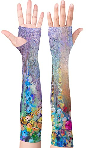 KIEMTR Gardening Sun Protection Arm Cooling Sleeves for Women Men - Purple Flower Cover (1953.5IN)