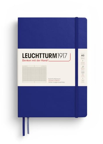 LEUCHTTURM1917 369794 Notizbuch Medium (A5), Hardcover, 251 nummerierte Seiten, Ink, kariert