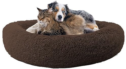 NENIUX Rund Hundebett Katzenbett Hundekissen, Waschbar Katzenkissen Katzenkorb Hundesofa, Donut Welpen Kissen, Anti Angst Hundekorb für Kleine, Mittelgroße & Große Hunde, Katzen(100cm/39inch)
