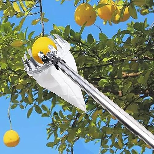 LekLai Obstpflücker, Obstpflücker-Werkzeug Mit Teleskopgriff, Apfelpflücker-Werkzeug-Aufbewahrungstasche, Für Kirsche, Beere, Orange/B/4M/13 Ft
