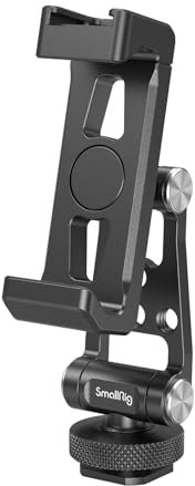SMALLRIG Universal Metal Phone Support with Cold Shoe Mount, Smartphone Holder Adapter Support Free Adjustment Joints, Phone Tripod Mount for iPhone 17 16 15 14, for Samsung Galaxy etc. - 4382