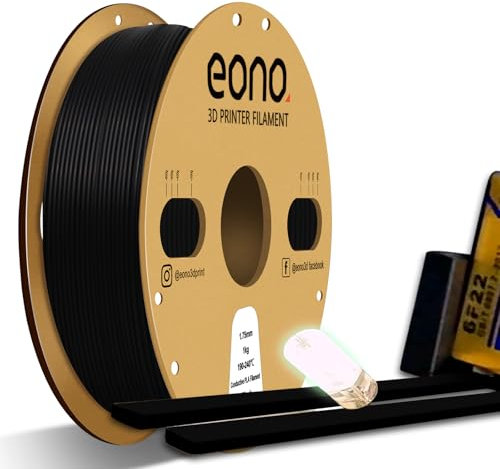 EONO Leitfähiges PLA Filament 1.75mm 1KG Elektrisch Conductive 3D Drucker Filament für ESD-Schutz, Sensoren & funktionale Prototypen – Kompatibel mit FDM Druckern, Schwarz