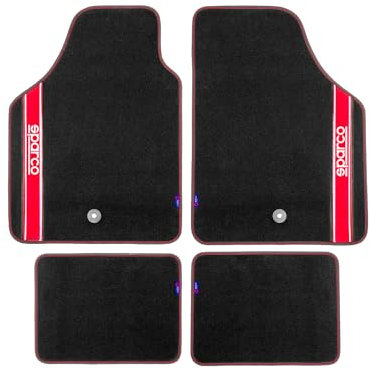 SPARCO Fußmatten Automatten Universal Schwarz Rot Autoteppich Alwettermatten 4X