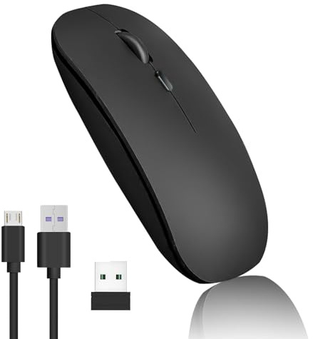 PosyLane Wireless Mouse - 2.4GHz with USB Receiver, Rechargeable Silent Mice, Ultra-Long 10m Link Range, Adjustable 1600 DPI Cordless Mouse Compatible with Home Office Laptop Tablet Computer Macbook