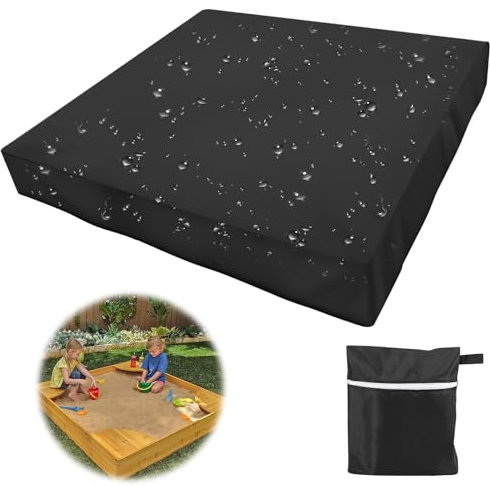 Gowkeey Sandkasten Abdeckung 150x150cm, Abdeckung für Sandkasten, Schutzhülle, Schwarz, Garten