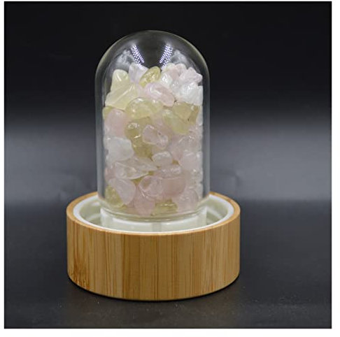 BIANMTSW Naturel Mixte Cristal Quartz Gravier Pierres précieuses Verre élixir Boisson Bouteille d'eau Bambou Verre Tasse Cadeau décoration Collections de la Maison (Color : A Pink, Size : 501-600ml)