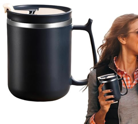 Isolierter Reise-Kaffeebecher – Reisebecher Kaffeetassen – Espressobecher aus Edelstahl, 500 ml Kaffeebecher, Reise-Kaffeetasse mit Deckel und Löffel für Männer und Frauen