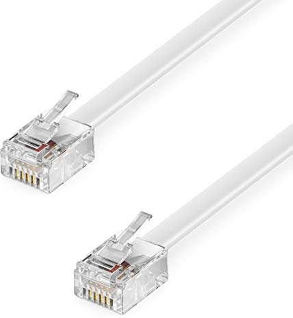 deleyCON 30m Telefonkabel RJ11 Modularkabel 99% Kupfer AWG 28 6P4C Westernkabel RJ11 auf RJ11 Stecker Flachkabel Telefondose Modem Router Fax ISDN DSL VDSL Internet Weiß