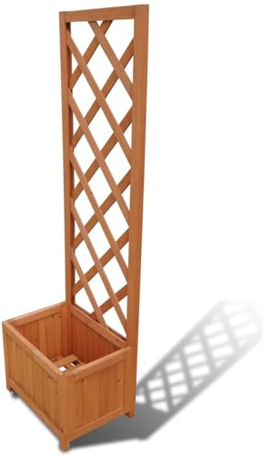 Homgoday Fioriera in Legno con Traliccio Integrato, 40 x 30 x 135 cm, Resistente alle Intemperie, Facile da Montare, Ideale per Piante Rampicanti e Fiori