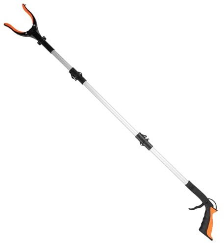 DINGBIU Greifzange-FüR-Senioren, Faltbare 109cm Greifer-Mit-Licht MüLlzange Greifer Drehbarer Kopf, Greifhilfe FüR Senioren Mit Magnet, Langer Greif Werkzeug Mit Magnetspitzen für Senioren
