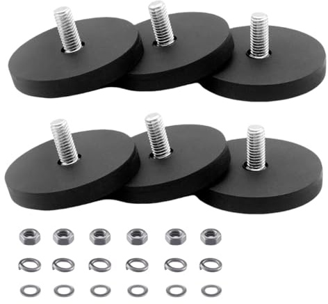 6 Stück Neodym Magnete Gummiert superstarke runde gummibeschichtete Magnete Ø 43mm mit M6-Steckbolzen Für Fahrzeuge Köpfe Lampen Instrumente und Geräte Feststehende magnetische Geräte