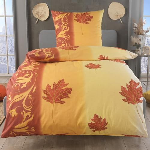 DreamHome Juego de ropa de cama de 2 piezas de algodón suave y fino, 155 x 220 cm y funda de almohada de 80 x 80 cm, cálida funda de edredón de invierno para edredón, arce
