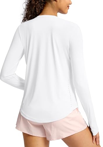Soothfeel Women's Long Sleeve Workout Tops Moisture Wicking Running Athletic Activewear UPF Sun Shirts Lightweight Soft Tee Shirts White M