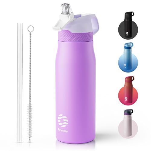 Fjbottle Gourde Isotherme en Acier Inoxydable Bouteille d'eau avec Paille pour le Sport et les Voyages, Anti-fuite, sans BPA, 550/710 ml