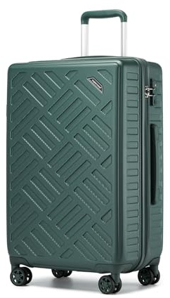 Supercase Koffer Trolley Mittelgroßer Hartschalenkoffer ABS+PC Reisekoffer Leicht Handgepäck mit 4 Rollen und TSA-Schloss Teleskopgriff Rollkoffer 64.5×42×25cm Dunkelgrün