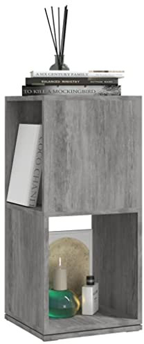 HEFZGDB Drehregal Betongrau 34,5x34,5x75,5 cm Holzwerkstoff Regal Wohnzimmer Stehend Bücherregal Klein Aktenschrank Mehrzweckschrank für Bibliothek Schlafzimmer Arbeitszimmer Büro