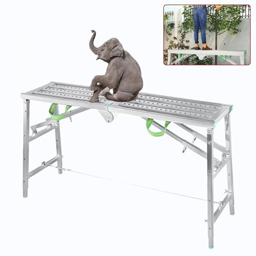 Attrezzatura Per Ponteggi Pieghevoli - Piattaforma Di Lavoro Multiuso Pieghevole Portatile Altezza Regolabile Per Soffitto - Carico Massimo Di 880 Libbre, Altezza Regolabile A 5 Marce UE-MAOLU(140cm/4