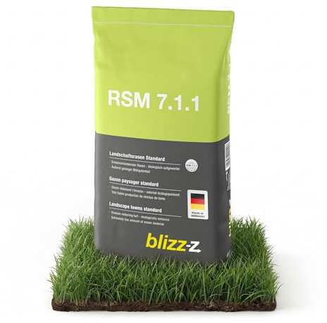 blizz-z RSM 7.1.1 Landschaftsrasen Standard 10 kg Sack für ca. 500 m² | erosionsmindernder Standard Rasen für Rekultivierungsflächen, Verkehrswege in Profiqualität | Made in Germany