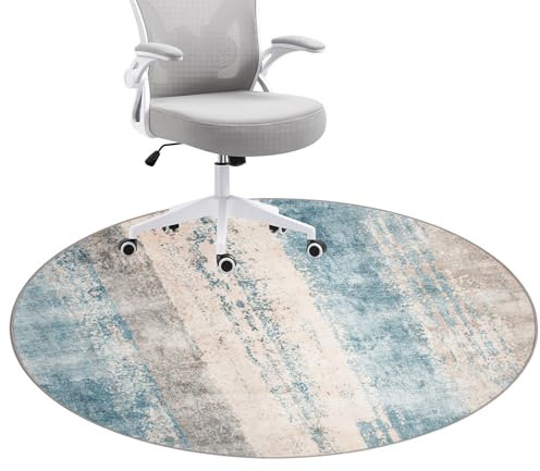 Honorstar Golvskyddsmatta för hårda golv, 120 cm, stolunderlägg, gamingmatta, golvskyddsmatta, kontorsstol, matta, rund, golvmatta, halkfri, kontorsstol, underlag, stolmattor (flerfärgad-1)