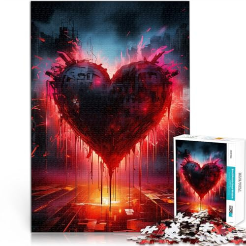 Puzzle Adulte 1000 pièces cœur Ardent Fabriqué en Carton pour Les 14 Ans et Plus Défi Difficile Anti-Stress Cadeau d'anniversaire de Noël。Taille：26x38cm/10.24x14.96pouce