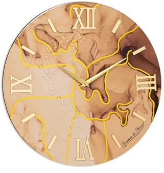 Giardini di Marzo Orologio Da Parere in legno Rifinito in resina lucida e applicazioni in plex diametro 40 (TORTORA)
